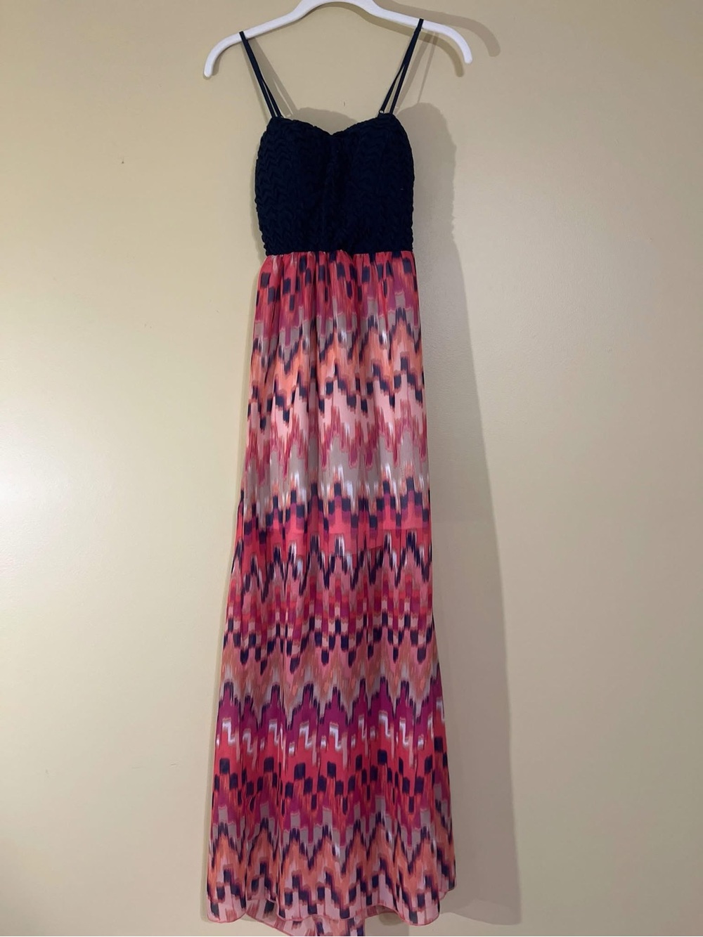 Women's Navy & Pink Patterned Maxi Dress
